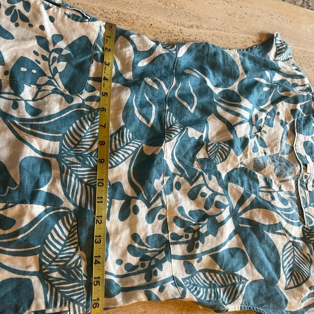 BODEN Women's 100% Linen A-line dress with pockets Blue white Size 4 Vee Neck - Picture 10 of 14